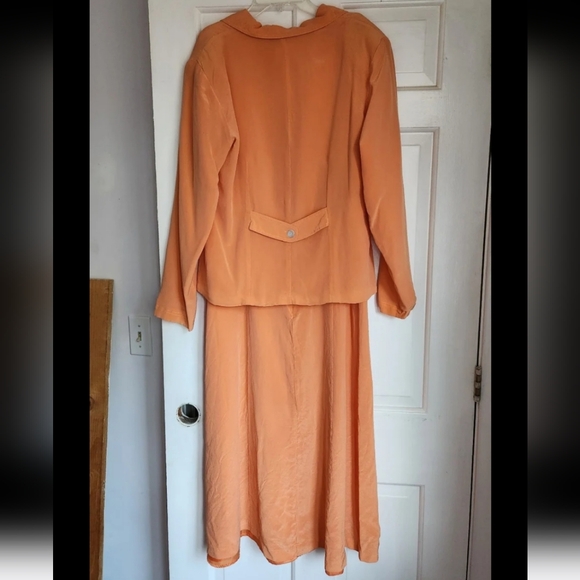 Silk dress and jacket set orange lined size 14 Victoria Holley - Picture 4 of 7